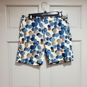 Club Monaco Men Size 30 Short Casual Baxter Fit blue/tan abstract floral white